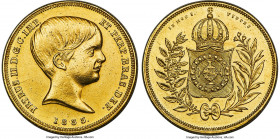 Pedro II gold 10000 Reis 1833 AU Details (Cleaned) NGC, Rio de Janeiro mint, KM451, LMB-615. Mintage: 7,304. First date of this new gold standard, sho...