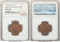 Victoria "Large Leaves - Small Date" Cent 1891 MS63 Brown NGC, London mint, KM7. Bested by only two examples certified across NGC and PCGS, this repre...