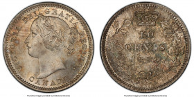 Victoria "Small 9s" 10 Cents 1899 MS66 PCGS, London mint, KM3. The counterpart to the rarer "Large S" variety for the year, but still infrequently enc...