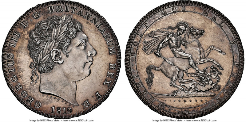 George III Crown 1819 MS64 S NGC, KM675, S-3787. LX edge. An elusive type in thi...