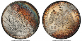 Estados Unidos "Caballito" Peso 1913 MS65 PCGS, Mexico City mint, KM453. Luxurious surfaces, boasting a captivating rainbow tone that doesn't hide the...