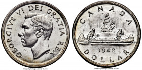 George VI Dollar 1948, Royal Canadian mint, KM46. Mintage: 18,780. A key date of George VI, bearing semi-reflective peripheries. This lot has been sub...
