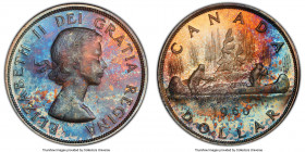 Elizabeth II Dollar 1960 MS66 PCGS, Royal Canadian mint, KM54. A surprising conditional and aesthetic outlier for Elizabeth's earlier Canadian issues,...