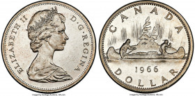 Elizabeth II Prooflike "Small Beads" Dollar 1966 PL64 Cameo PCGS, Royal Canadian Mint, KM64.1. Small Beads variety. A fleeting representative of this ...