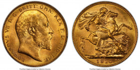 Edward VII gold Sovereign 1910-C MS63 PCGS, Ottawa mint, KM14, S-3970. A stunning choice offering with divine reflectivity on rich, harvest gold surfa...
