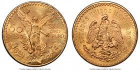 Estados Unidos gold 50 Pesos 1944 MS65 PCGS, Mexico City mint, KM481. Very attractive and only minimally marked, this coin presently stands as the pen...