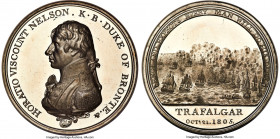 "Horatio Viscount Nelson - Battle of Trafalgar" white-metal Medal 1805 MS67 S NGC, Soho mint, BHM-584, Eimer-960. 48mm. By Conrad Heinrich Küchler. HO...