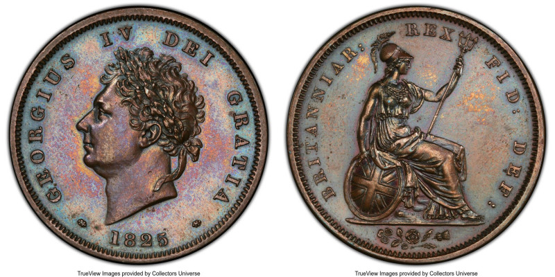 George IV Proof Penny 1825 PR63 Brown PCGS, KM693, S-3823. A textbook choice pie...