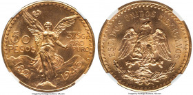 Estados Unidos gold 50 Pesos 1945 MS64 NGC, Mexico City mint, KM481. A marvelous specimen with russet silken fields. Despite the minor contact marks, ...