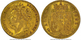 George IV gold 1/2 Sovereign 1825 MS63 NGC, KM689, S-3803. Laureate bust type. An offering with impressively sharp devices and veritably velveteen sur...
