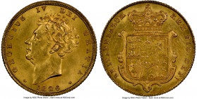 George IV gold Sovereign 1826 MS63 NGC, KM696, S-3801. A collectible type that is elusive at this choice level of certification. This velveteen exampl...