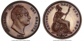 William IV bronzed Proof Penny 1831 PR65 PCGS, KM707a, S-3845. Chestnut-brown appearances abound this glossy gem survivor, elevated by a cameo-like co...