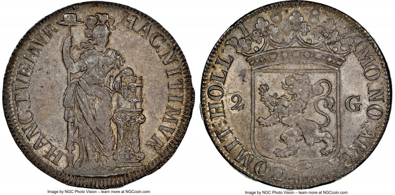 Holland. Provincial 2 Gulden 1687 MS62 NGC, KM62. A beautiful representative of ...