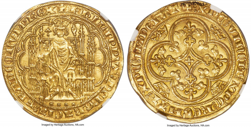 Philippe VI (1328-1350) gold Chaise d'Or ND (from 1346) MS62 NGC, Paris mint, Fr...