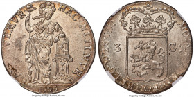 West Friesland. Provincial 3 Gulden 1795 MS64 NGC, KM9.4, Dav-1853. Glistening with an icy patina and bursts of saffron, the firm strike imbues a dime...