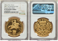 Willem-Alexander gold Proof "Ducaton Restrike" Medal 2021 (1 oz) PR70 Ultra Cameo NGC, Utrecht mint, KM-Unl. Reeded edge. KM-Unl. Reeded edge. A scarc...