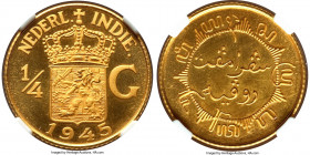 Dutch Colony. Wilhelmina gold Proof Restrike Pattern 1/4 Gulden 1945 PR66+ Cameo NGC, KM-Pn33. Gold off metal strike of KM319. An absolutely pristine ...
