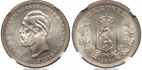 Oscar II 2 Kroner 1902 MS65 NGC, Kongsberg mint, KM359. An enchanting gem specimen artistically rendered with each gently curled hair radiated in icy ...