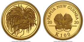 Republic gold Proof "Bird of Paradise" 100 Kina 2020 PR70 Deep Cameo PCGS, Commonwealth mint, KM-Unl. Mintage: 400. A scaled-down commemorative celebr...