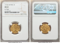 Philip V gold Cob 2 Escudos 1716 L-M MS63 NGC, Lima mint, KM36, Cal-1817, Oro Macuquino-239. 6.76gm. An impeccable survivor of this one-year type, whe...