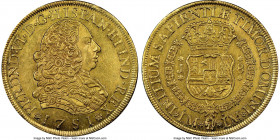 Ferdinand VI gold 8 Escudos 1751 LM-J MS62 NGC, Lima mint, KM50, Cal-764. An impressive representative of this challenging issue near the peak of the ...