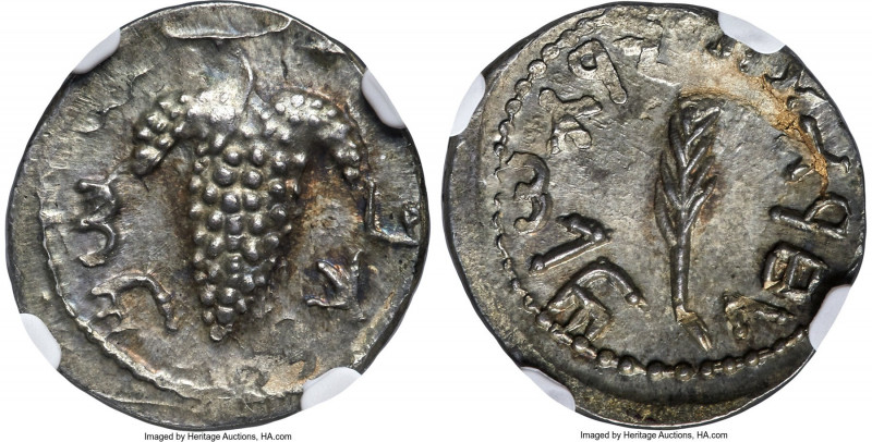 JUDAEA. Bar Kokhba Revolt (AD 132-135). AR zuz (19mm, 3.33 gm, 7h). NGC MS 4/5 -...