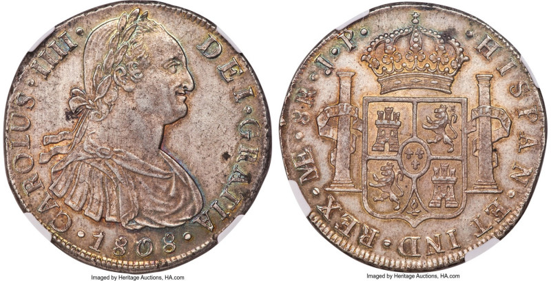 Charles IV 8 Reales 1808 LM-JP MS65 NGC, Lima mint, KM97, Cal-928. A stunning ge...