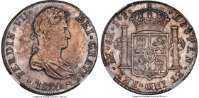 Ferdinand VII 8 Reales 1820 LM-JP MS64 NGC, Lima mint, KM117.1, Cal-1074. A splendid piece that has maintained its exacting strike, with whirling halo...