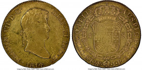 Ferdinand VII gold 8 Escudos 1814 LM-JP AU58 NGC, Lima mint, KM129.1, Cal-1763. A very respectable example dressed in silky, imperial yellow. Struck s...
