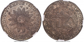 South Peru. Republic 8 Reales 1838 CUZCO-MS MS64 NGC, Cuzco mint, KM170.4. A remarkable grade for this iconic Peruvian Crown, seldom seen above a choi...