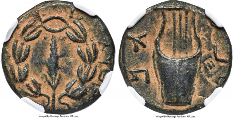 JUDAEA. Bar Kokhba Revolt (AD 132-135). AE middle bronze (20mm, 6.48 gm, 1h). NG...