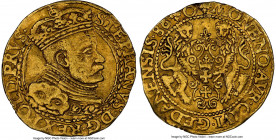 Danzig. Stephan Bathory gold Ducat 1586 AU Details (Reverse Graffiti, Edge Filed) NGC, Fr-3, Gum-798, CNG-137.III, Parchimowicz/Brzezinski-178.c1. 3.2...