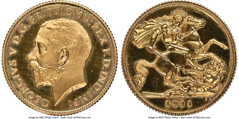 George V gold Proof 1/2 Sovereign 1911 PR66 S NGC, KM819, S-4006. Mintage: 3,764...