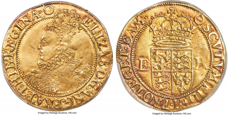 Elizabeth I (1558-1603) gold 1/2 Pound ND (1600) AU53 PCGS, Tower mint, O mm, Si...