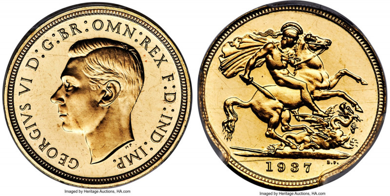 George VI gold Proof Sovereign 1937 PR64 Cameo PCGS, KM589, S-4076. Mintage: 5,5...