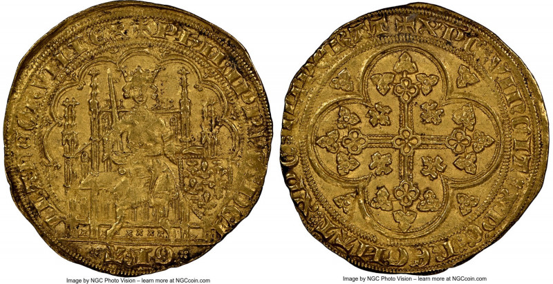 Philippe VI (1328-1350) Ecu d'Or a la chaise ND (from 1348) MS62 NGC, Paris mint...