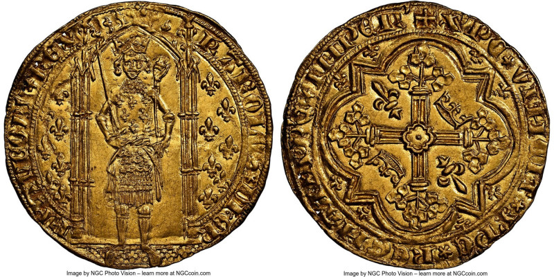 Charles V (1364-1380) gold Franc à Pied ND (from 1365) MS62 NGC, Paris mint, Fr-...