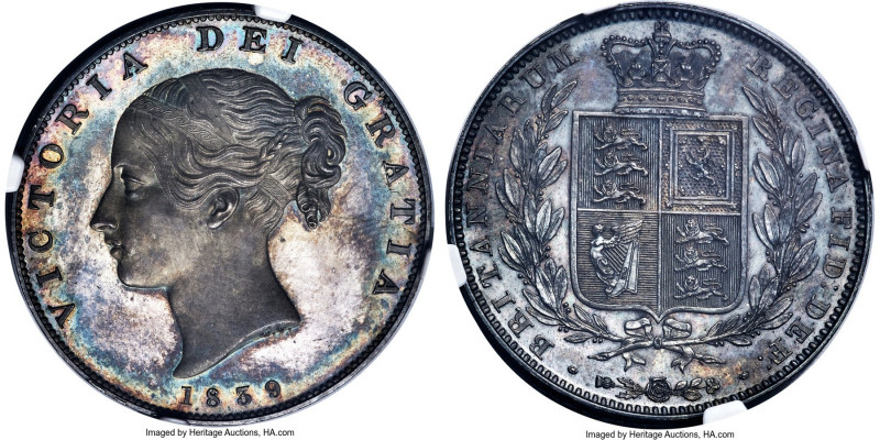 Victoria Proof 1/2 Crown 1839 PR64 NGC, KM740, S-3885, ESC-2708. Plain edge. Bea...