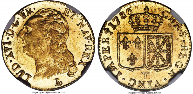 Louis XVI gold Louis d'Or 1786-T MS64 NGC, Nantes mint, KM591.14, Gad-361. By no...