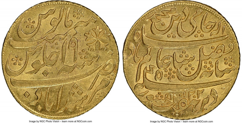 British India. Bengal Presidency gold Mohur AH 1202 Year 19 (1793-1818) MS64 NGC...