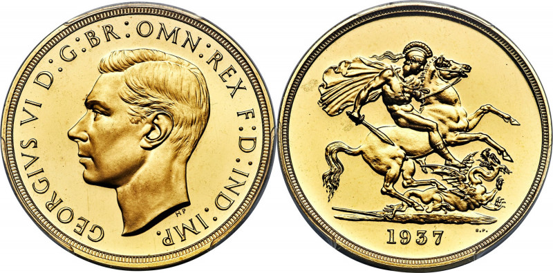 George VI gold Proof 5 Pounds 1937 PR66 Cameo PCGS, KM861, Fr-409, S-4074, W&R-4...