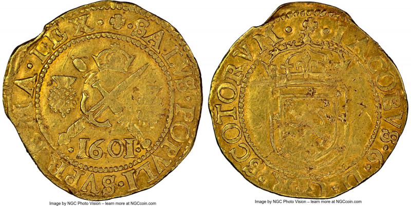 James VI (I) gold 1/2 Sword & Scepter 1601 AU50 NGC, Edinburgh mint, Eighth coin...