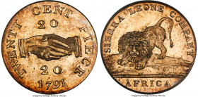 British Colony. Sierra Leone Company silver Proof 20 Cents 1791 PR65 Cameo PCGS, Soho mint, KM4. A coveted Proof issue from a mintage of only 84 piece...
