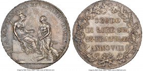 Cisalpine Republic Scudo of 6 Lire Anno VIII (1800) MS64 NGC, Milan mint, KM-C2, Dav-199, Pag-8, MIR-477. A popular and semi-medallic issue hailing fr...