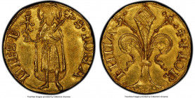 Florence. Republic (1115-1532) gold Florin ND (1422) MS62 PCGS, Fr-275, MIR-22/9. 3.58gm. Marcello Strozzi as mintmaster. S. IOHA-NNES. B. St. John th...