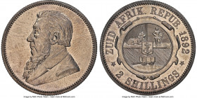 Republic Proof 2 Shillings 1892 PR64 NGC, Pretoria mint, KM6 (50-60 pieces), Hern-Z23 (50 pieces). Tied for the second highest grade assigned by NGC a...