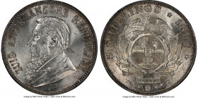 Republic "Single Shaft" 5 Shillings 1892 MS64 NGC, Berlin mint, KM8.1. A thoroughly appreciable example of this scintillating type blessed with an abu...