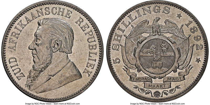 Republic "Double Shaft" 5 Shillings 1892 MS62 NGC, Berlin mint, KM8.2. Mintage: ...