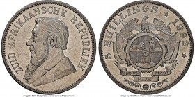 Republic "Double Shaft" 5 Shillings 1892 MS62 NGC, Berlin mint, KM8.2. Mintage: 4,327. Sharp and lustrous, showcasing impressive semi-reflective field...