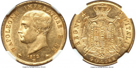 Kingdom of Napoleon. Napoleon I gold 40 Lire 1812-M MS61 NGC, Milan mint, KM12. A type rarely encountered in this Mint State quality, the piece at han...